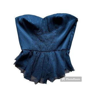 Trina Turk black Bustier Peplum Silk Top size 2